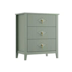 Table de chevet en bois avec commode cannelée, table de nuit à 3 tiroirs - Commode moderne pour chambre, salon, couloir et entrée