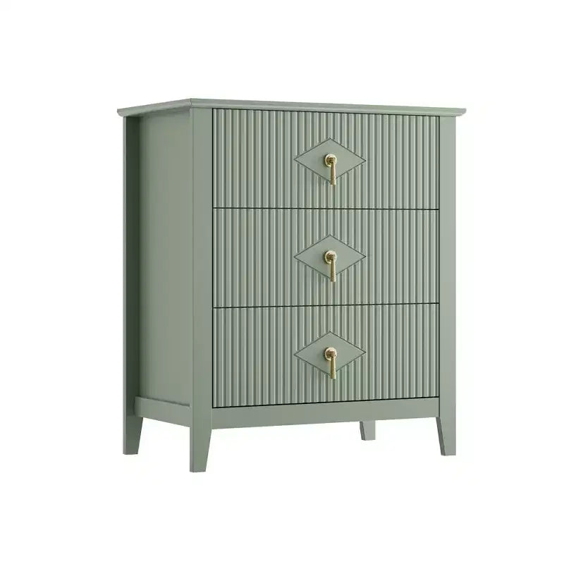 Wood Nightstand Fluted Dresser,3-Drawer Bedside Table - Modern Chest for Bedroom, Living Room, Hallway & Entryway Storage