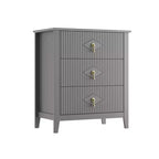 Table de chevet en bois avec commode cannelée, table de nuit à 3 tiroirs - Commode moderne pour chambre, salon, couloir et entrée