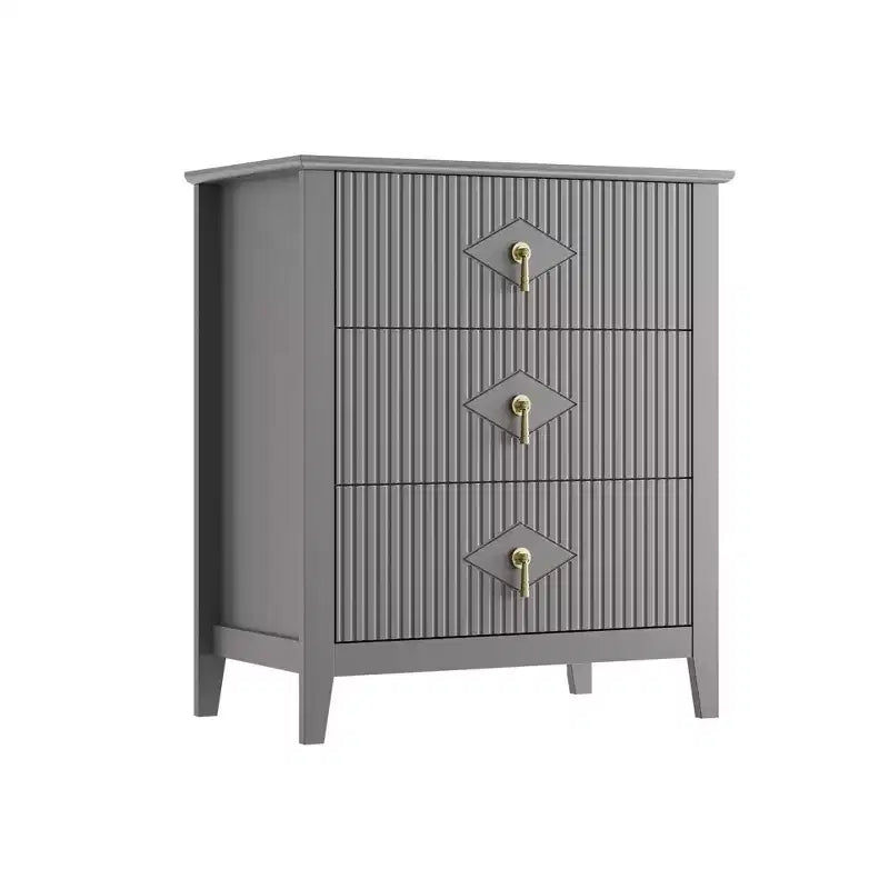Wood Nightstand Fluted Dresser,3-Drawer Bedside Table - Modern Chest for Bedroom, Living Room, Hallway & Entryway Storage