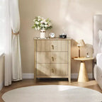 Table de chevet en bois avec commode cannelée, table de nuit à 3 tiroirs - Commode moderne pour chambre, salon, couloir et entrée