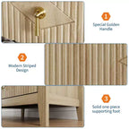 Table de chevet en bois avec commode cannelée, table de nuit à 3 tiroirs - Commode moderne pour chambre, salon, couloir et entrée