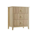 Table de chevet en bois avec commode cannelée, table de nuit à 3 tiroirs - Commode moderne pour chambre, salon, couloir et entrée