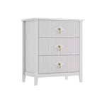 Table de chevet en bois avec commode cannelée, table de nuit à 3 tiroirs - Commode moderne pour chambre, salon, couloir et entrée