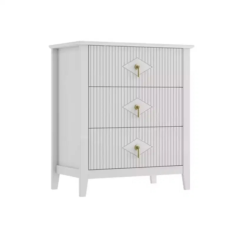 Wood Nightstand Fluted Dresser,3-Drawer Bedside Table - Modern Chest for Bedroom, Living Room, Hallway & Entryway Storage