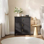 Table de chevet en bois avec commode cannelée, table de nuit à 3 tiroirs - Commode moderne pour chambre, salon, couloir et entrée