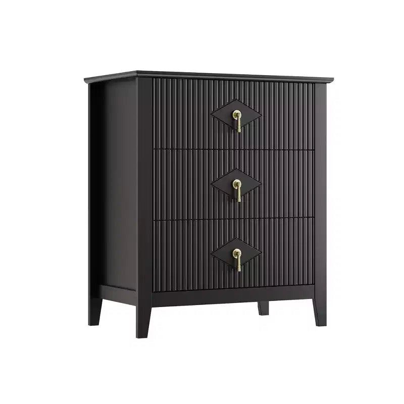 Wood Nightstand Fluted Dresser,3-Drawer Bedside Table - Modern Chest for Bedroom, Living Room, Hallway & Entryway Storage