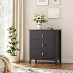 Wood Nightstand Fluted Dresser,3-Drawer Bedside Table - Modern Chest for Bedroom, Living Room, Hallway & Entryway Storage