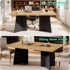 Table à manger pour 6-8 personnes, table de cuisine moderne de 160 cm avec grand plateau et pieds colonnes robustes, table de repas pour la maison (table uniquement)