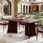Table à manger pour 6-8 personnes, table de cuisine moderne de 160 cm avec grand plateau et pieds colonnes robustes, table de repas pour la maison (table uniquement)