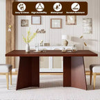 Table à manger pour 6-8 personnes, table de cuisine moderne de 160 cm avec grand plateau et pieds colonnes robustes, table de repas pour la maison (table uniquement)