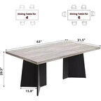 Table à manger pour 6-8 personnes, table de cuisine moderne de 160 cm avec grand plateau et pieds colonnes robustes, table de repas pour la maison (table uniquement)