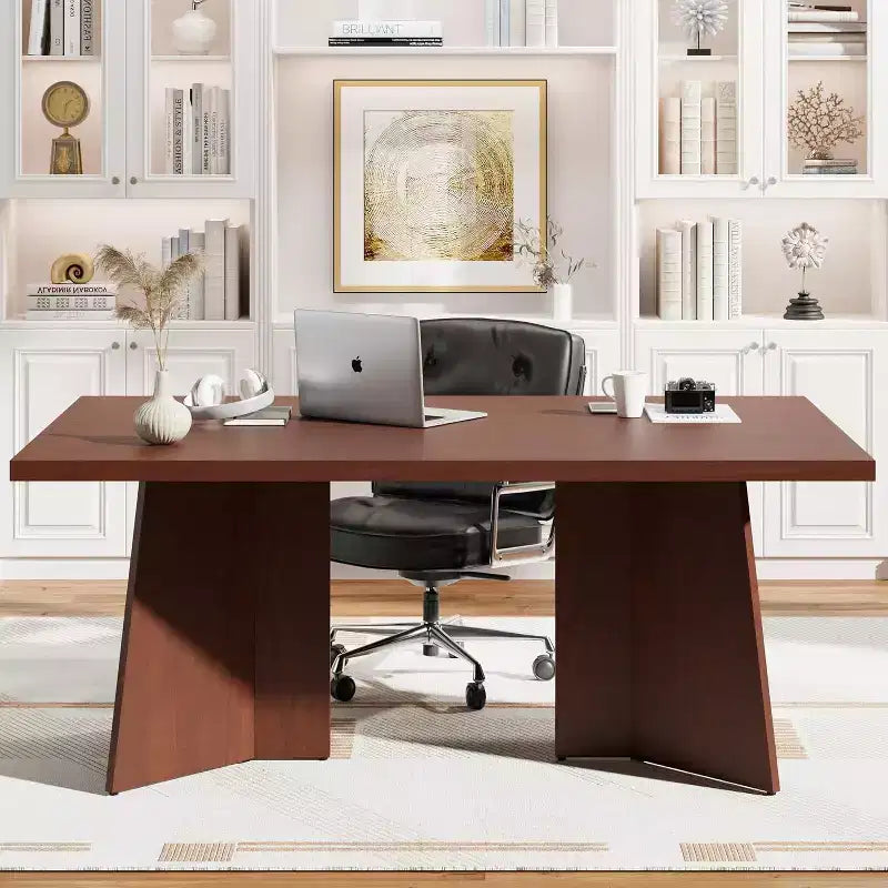 Dining Table for 6-8 People, 63 Modern Long Kitchen Table with Large Tabletop and Heavy Duty Pedestal Legs, Dinner Table for Home (Only Table)