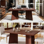 Table à manger pour 6-8 personnes, table de cuisine moderne de 160 cm avec grand plateau et pieds colonnes robustes, table de repas pour la maison (table uniquement)