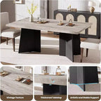 Table à manger pour 6-8 personnes, table de cuisine moderne de 160 cm avec grand plateau et pieds colonnes robustes, table de repas pour la maison (table uniquement)