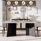 Table à manger pour 6-8 personnes, table de cuisine moderne de 160 cm avec grand plateau et pieds colonnes robustes, table de repas pour la maison (table uniquement)