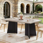 Table à manger pour 6-8 personnes, table de cuisine moderne de 160 cm avec grand plateau et pieds colonnes robustes, table de repas pour la maison (table uniquement)