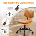 Chaise de bureau pivotante en PU sur roulettes, sans accoudoirs, avec hauteur réglable et support lombaire, chaise de gaming pour bureau