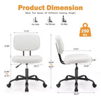 Chaise de bureau pivotante en PU sur roulettes, sans accoudoirs, avec hauteur réglable et support lombaire, chaise de gaming pour bureau