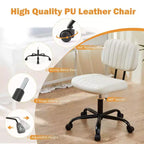 Chaise de bureau pivotante en PU sur roulettes, sans accoudoirs, avec hauteur réglable et support lombaire, chaise de gaming pour bureau