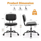 Chaise de bureau pivotante en PU sur roulettes, sans accoudoirs, avec hauteur réglable et support lombaire, chaise de gaming pour bureau
