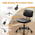 Chaise de bureau pivotante en PU sur roulettes, sans accoudoirs, avec hauteur réglable et support lombaire, chaise de gaming pour bureau