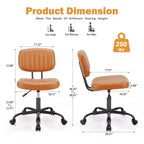 Chaise de bureau pivotante en PU sur roulettes, sans accoudoirs, avec hauteur réglable et support lombaire, chaise de gaming pour bureau