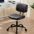 PU Leather Swivel Criss Cross Chair on Wheels, Armless Office Chair with Adjustable Height and Lumbar Support, Gaming Chair for Office