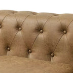 Canapé Chesterfield 3 places, Tissu capitonné, Structure en bois robuste, Accoudoirs carrés, Ressorts en S, Éponge haute résilience, pour Salon ou Appartement, Marron