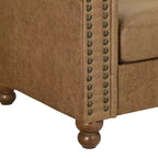 Canapé Chesterfield 3 places, Tissu capitonné, Structure en bois robuste, Accoudoirs carrés, Ressorts en S, Éponge haute résilience, pour Salon ou Appartement, Marron