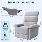 Fauteuil inclinable pour adultes, fauteuil inclinable manuel en tissu avec pochette latérale, canapé simple réglable avec support dorsal ergonomique pour salon, chambre à coucher