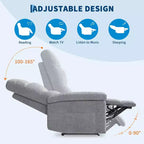 Fauteuil inclinable pour adultes, fauteuil inclinable manuel en tissu avec pochette latérale, canapé simple réglable avec support dorsal ergonomique pour salon, chambre à coucher