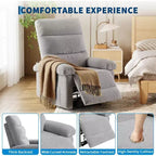 Fauteuil inclinable pour adultes, fauteuil inclinable manuel en tissu avec pochette latérale, canapé simple réglable avec support dorsal ergonomique pour salon, chambre à coucher