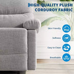 Fauteuil inclinable pour adultes, fauteuil inclinable manuel en tissu avec pochette latérale, canapé simple réglable avec support dorsal ergonomique pour salon, chambre à coucher