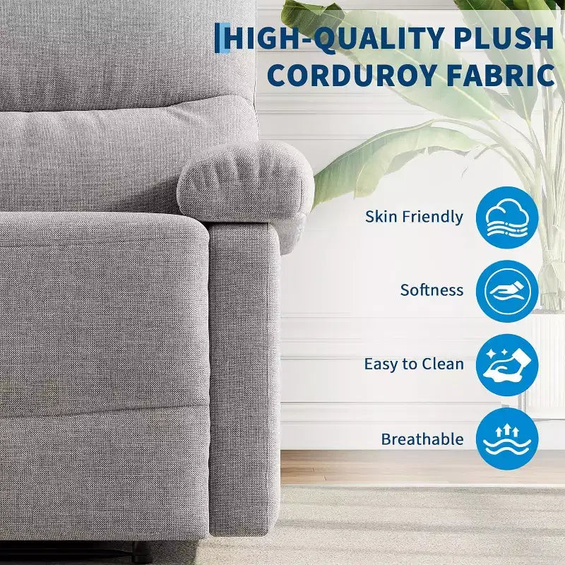 Recliner Chair for Adults, Manual Fabric Recliner with Side Pocket, Adjustable Single Sofa with Ergonomic Back Support for Living Room, Bedroom