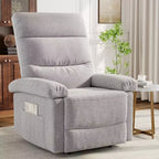 Fauteuil inclinable pour adultes, fauteuil inclinable manuel en tissu avec pochette latérale, canapé simple réglable avec support dorsal ergonomique pour salon, chambre à coucher