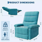 Fauteuil inclinable pour adultes, fauteuil inclinable manuel en tissu avec pochette latérale, canapé simple réglable avec support dorsal ergonomique pour salon, chambre à coucher