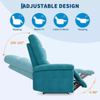 Fauteuil inclinable pour adultes, fauteuil inclinable manuel en tissu avec pochette latérale, canapé simple réglable avec support dorsal ergonomique pour salon, chambre à coucher