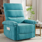 Fauteuil inclinable pour adultes, fauteuil inclinable manuel en tissu avec pochette latérale, canapé simple réglable avec support dorsal ergonomique pour salon, chambre à coucher