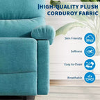 Fauteuil inclinable pour adultes, fauteuil inclinable manuel en tissu avec pochette latérale, canapé simple réglable avec support dorsal ergonomique pour salon, chambre à coucher