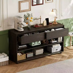 Console d'entrée de 58 pouces avec 2 tiroirs, table de canapé étroite à 3 niveaux, derrière le canapé, pour le salon, le foyer et le couloir