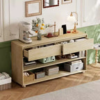 Console d'entrée de 58 pouces avec 2 tiroirs, table de canapé étroite à 3 niveaux, derrière le canapé, pour le salon, le foyer et le couloir