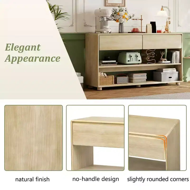 58 Entryway Console Table with 2 Drawers, 3 Tier Narrow Long Sofa Table, Behind Couch Console Table for Living Room Foyer and Hallway