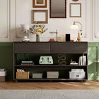 58 Entryway Console Table with 2 Drawers, 3 Tier Narrow Long Sofa Table, Behind Couch Console Table for Living Room Foyer and Hallway