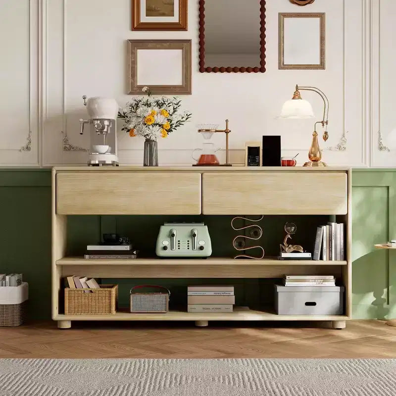 58 Entryway Console Table with 2 Drawers, 3 Tier Narrow Long Sofa Table, Behind Couch Console Table for Living Room Foyer and Hallway