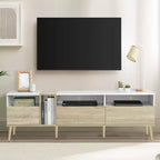 Modern TV Stand with Drawers for 80 TV, Media Console Table with Storage, TV Storage Cabinet with Open Shelves for Living Room, White