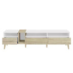 Meuble TV moderne avec tiroirs pour télévision 80 pouces, meuble console média avec rangement, meuble TV avec étagères ouvertes pour salon, blanc