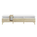 Meuble TV moderne avec tiroirs pour télévision 80 pouces, meuble console média avec rangement, meuble TV avec étagères ouvertes pour salon, blanc