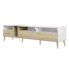 Meuble TV moderne avec tiroirs pour télévision 80 pouces, meuble console média avec rangement, meuble TV avec étagères ouvertes pour salon, blanc