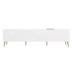 Meuble TV moderne avec tiroirs pour télévision 80 pouces, meuble console média avec rangement, meuble TV avec étagères ouvertes pour salon, blanc